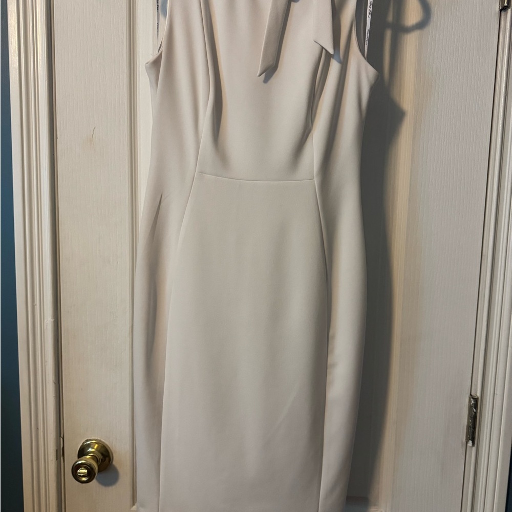 Calvin Klein One Shoulder Cream Dress